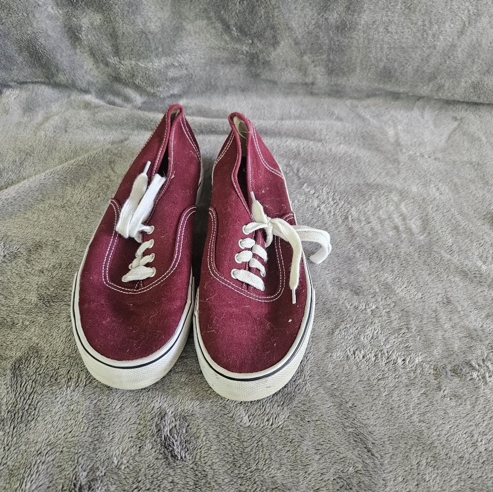 Burgundy Canvas Sneakers with White Laces